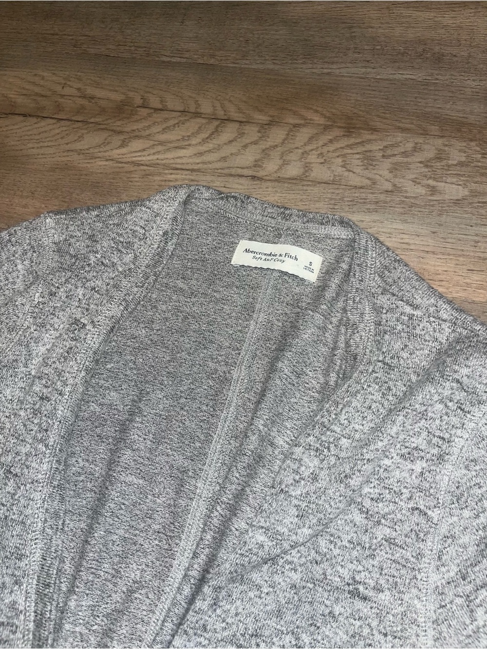 Abercrombie & Fitch Light Gray Open-Front Knit Cardigan